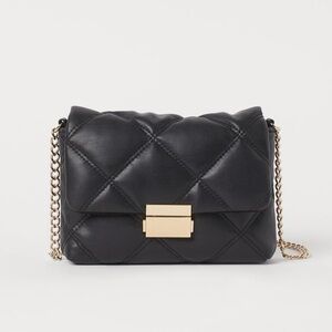 H&M Black Quilted Gold Chain Crossbody Purse